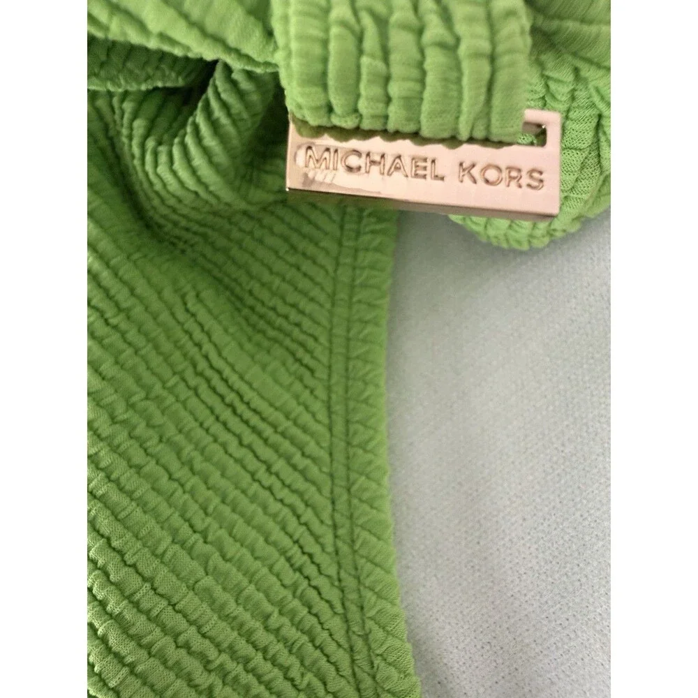 MICHAEL Kors Women's swimsuit Ribbed One-Shoulder Side-Cutout Swimsuit Green 8